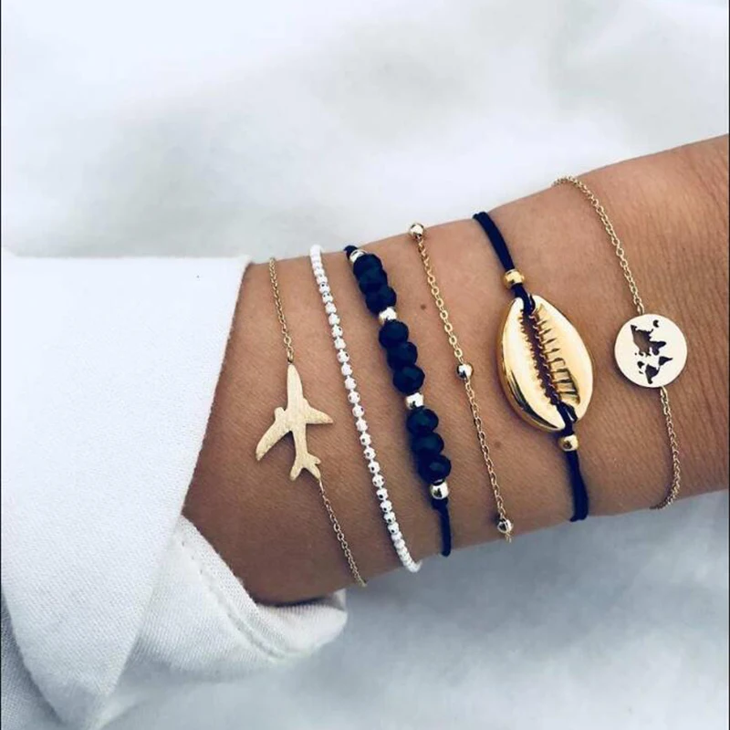YAOLOGE Hot European And American Fashion Geometric Shell Plane Map bead Chain Bracelets Personality Jewelry Gift Drop Shipping
YAOLOGE Hot European And American Fashion Geometric Shell Plane Map bead Chain Bracelets Personality Jewelry Gift Drop Shipping