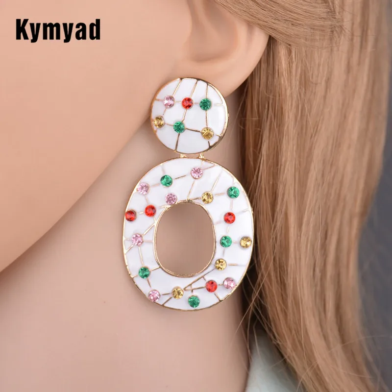 Kymyad Crystal Earrings for Women Enamel Drop Long Earrings Geometric Round Earings Fashion Jewelry Big Brinco Statement Earring
Kymyad Crystal Earrings for Women Enamel Drop Long Earrings Geometric Round Earings Fashion Jewelry Big Brinco Statement Earring