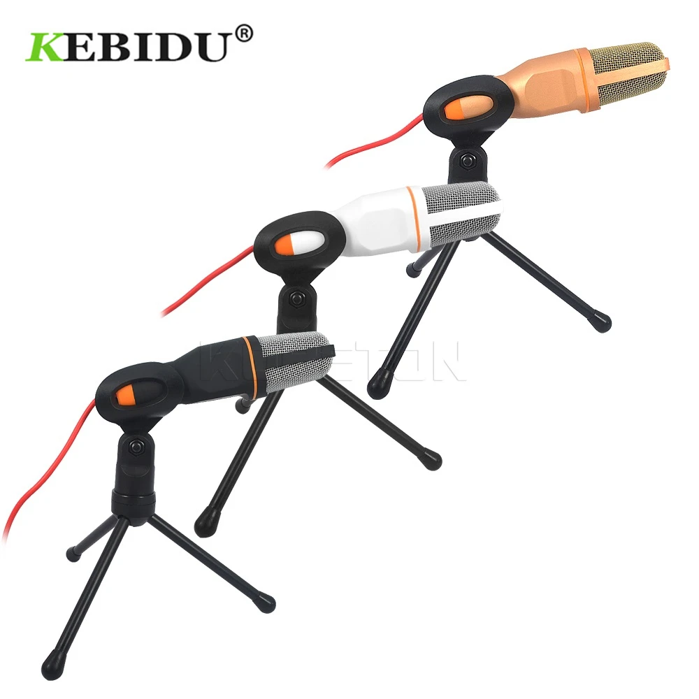 

Kebidu New Wired Stereo Condenser Sound Podcast Studio Microphone with Holder Clip for Chatting Singing Karaoke PC Laptop SF-666