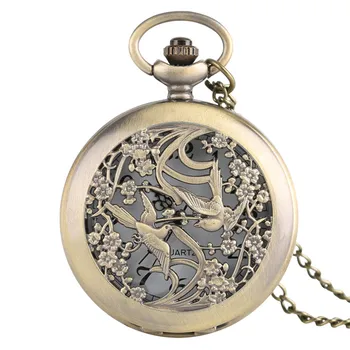 Bronze Magpie Hollow Case Pocket Watch Fashion Pendant Necklace Chain Analog Quartz Half Hunter Necklace Clock Accessory Gifts
Bronze Magpie Hollow Case Pocket Watch Fashion Pendant Necklace Chain Analog Quartz Half Hunter Necklace Clock Accessory Gifts