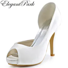 White satin platform wedding shoes Clearance