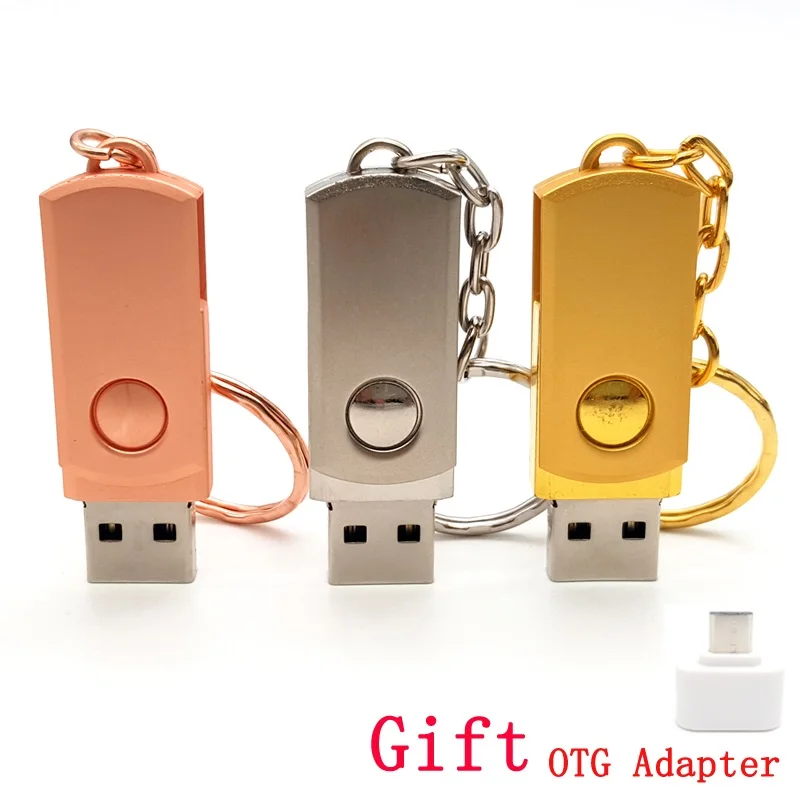 Free OTG Adapter USB 2.0 Pendrives Hot Sale Metal Rotary USB Flash Drives 4G 8G 16G 32G 64G Memory Stick Pen Drive For phone
Free OTG Adapter USB 2.0 Pendrives Hot Sale Metal Rotary USB Flash Drives 4G 8G 16G 32G 64G Memory Stick Pen Drive For phone