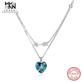 Double Layer Women Necklace Crystal From Swarovski Heart Arrow Pendant 925 Sterling Silver Chain Collar Engagement Fine Jewelry
Double Layer Women Necklace Crystal From Swarovski Heart Arrow Pendant 925 Sterling Silver Chain Collar Engagement Fine Jewelry