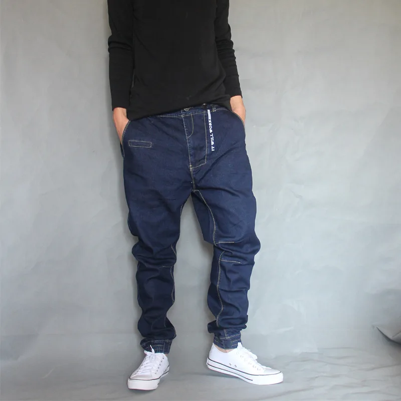 

Japan Style Harem Jeans Men Denim Hip Hop Pants Loose Baggy Jeans Trousers Slight Elastic Large Size 28-36
