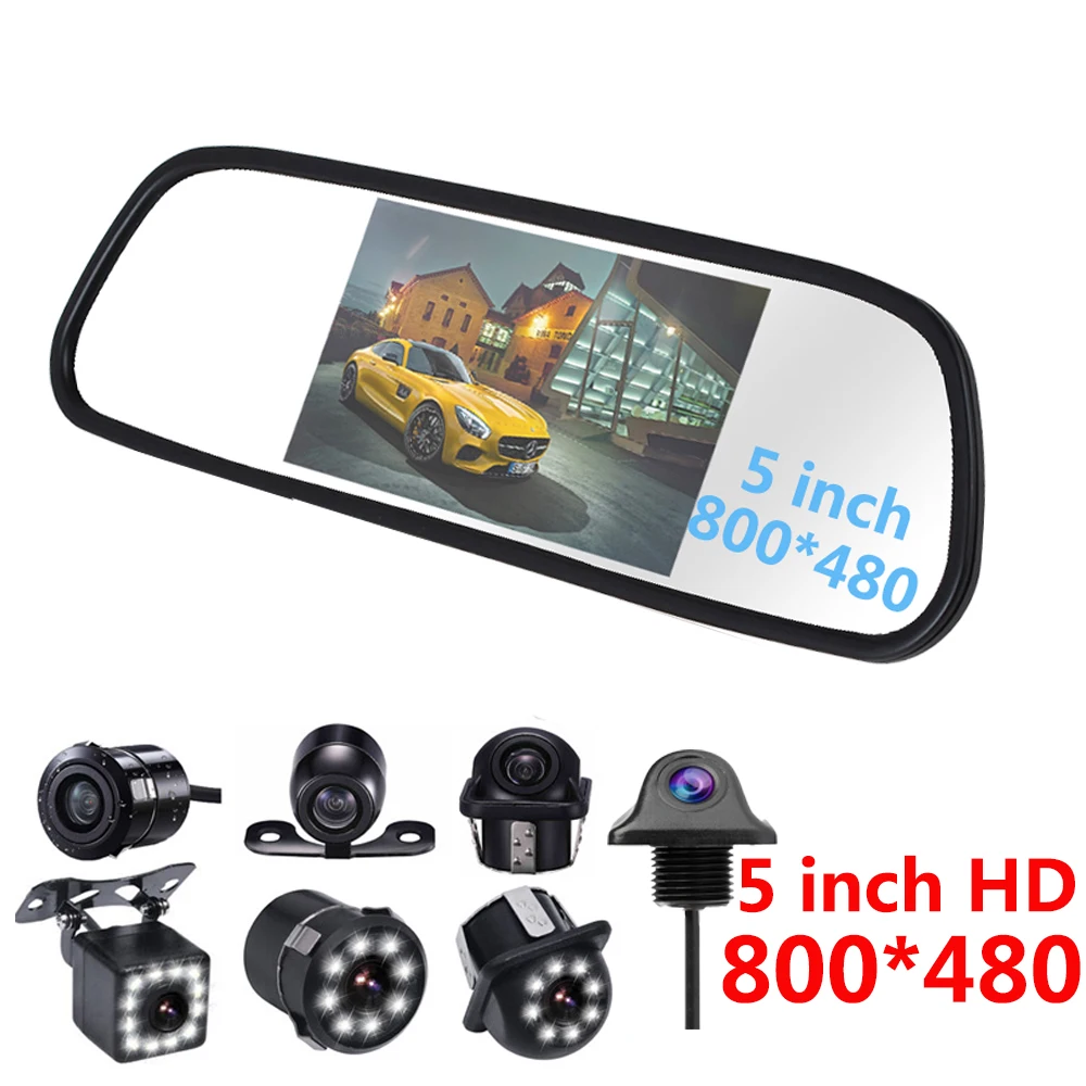 2-in-1 Universal TFT Rearview 5 Inch Mirror Monitor with Car Rear View Camera Parking Night Vision Car Reversing Backup Camera
2-in-1 Universal TFT Rearview 5 Inch Mirror Monitor with Car Rear View Camera Parking Night Vision Car Reversing Backup Camera