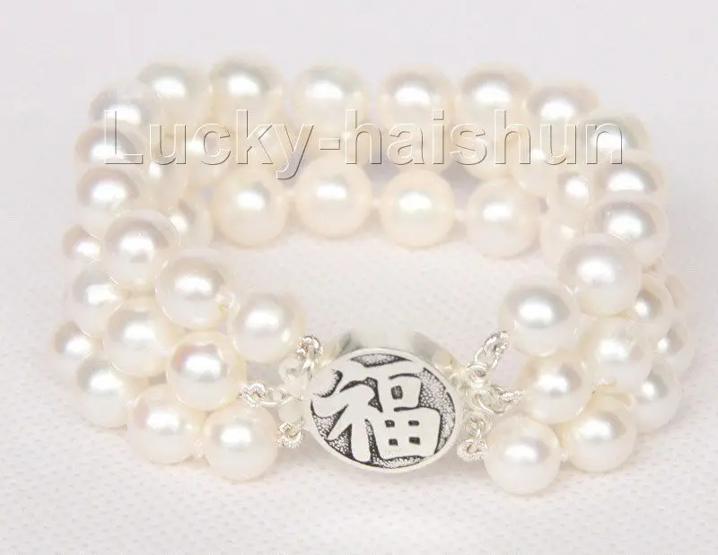 Free Shipping >> natural 8" 3row 9mm round white pearls bracelet 925 silver clasp
Free Shipping >> natural 8" 3row 9mm round white pearls bracelet 925 silver clasp