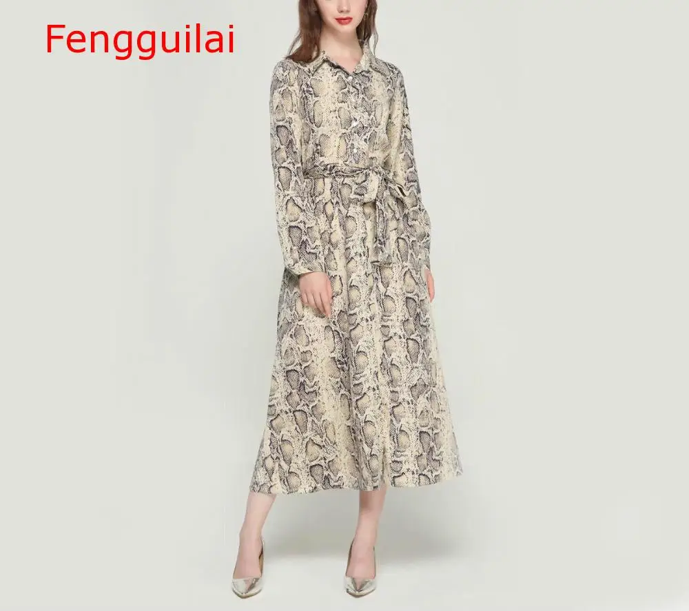 women snake skin pattern maxi dresses ankle length long dress bow tie sashes long sleeve casual chic
women snake skin pattern maxi dresses ankle length long dress bow tie sashes long sleeve casual chic