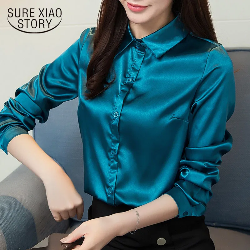 Office Lady work wear tops New Elastic Satin Shirt Spring 2019 Women long sleeve Elegant Fashion Purple blue green shirt 3400 50
Office Lady work wear tops New Elastic Satin Shirt Spring 2019 Women long sleeve Elegant Fashion Purple blue green shirt 3400 50