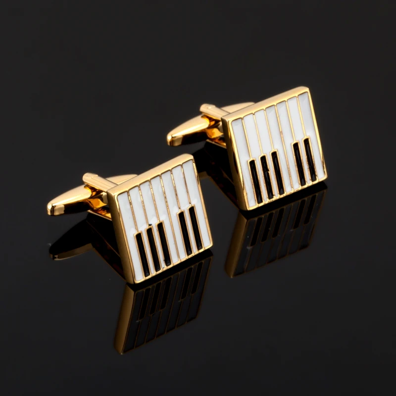 Fashion brand men's shirts White enamel Cufflinks Cuff pop music on the gold piano Cufflinks wholesale and retail
Fashion brand men's shirts White enamel Cufflinks Cuff pop music on the gold piano Cufflinks wholesale and retail