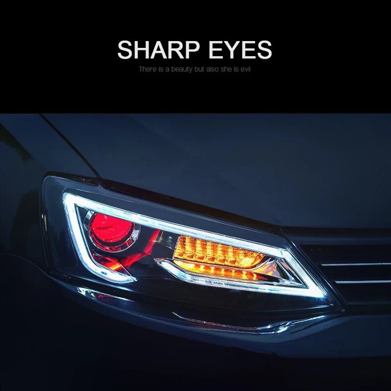 CNSUNNYLIGHT For VWVolkswagen Jetta 2011201220132014 Car Headlight Assembly with LED DRL Turn Signal Demon Eyes Projector Lens (4)