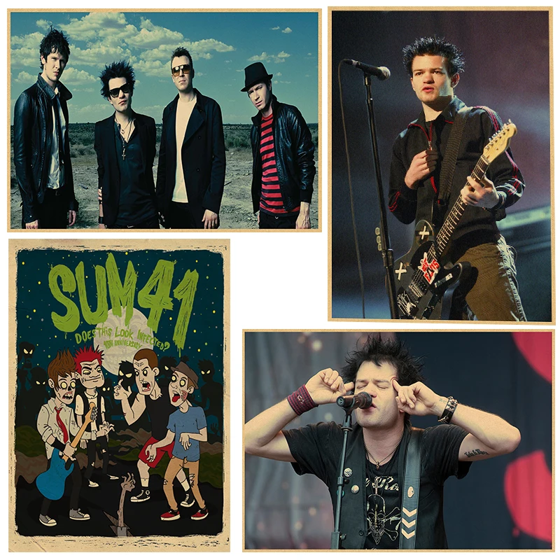 hot Vintage Poster Sum 41 retro Kraft rock poster painting music band bar restaurant student hostel wall stickers
hot Vintage Poster Sum 41 retro Kraft rock poster painting music band bar restaurant student hostel wall stickers