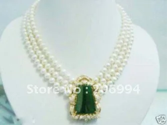 Wholesales Jewelry Women's jewelry 7-8mm white freshwater Pearl Necklace Green stone Pendant Free gift
Wholesales Jewelry Women's jewelry 7-8mm white freshwater Pearl Necklace Green stone Pendant Free gift