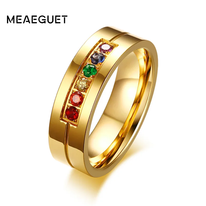 Meaeguet Men Wedding Ring Rainbow Pride Gay Lesbian Cubic Zirconia Stainless Steel Ring Female Accessories
Meaeguet Men Wedding Ring Rainbow Pride Gay Lesbian Cubic Zirconia Stainless Steel Ring Female Accessories
