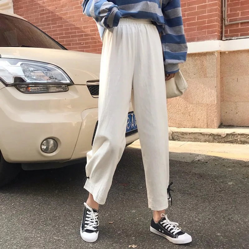 Ladies Lace Up Wide Leg Pants Fashion Women Elastic High Waist Pants Casual Loose Straight Trousers
Ladies Lace Up Wide Leg Pants Fashion Women Elastic High Waist Pants Casual Loose Straight Trousers