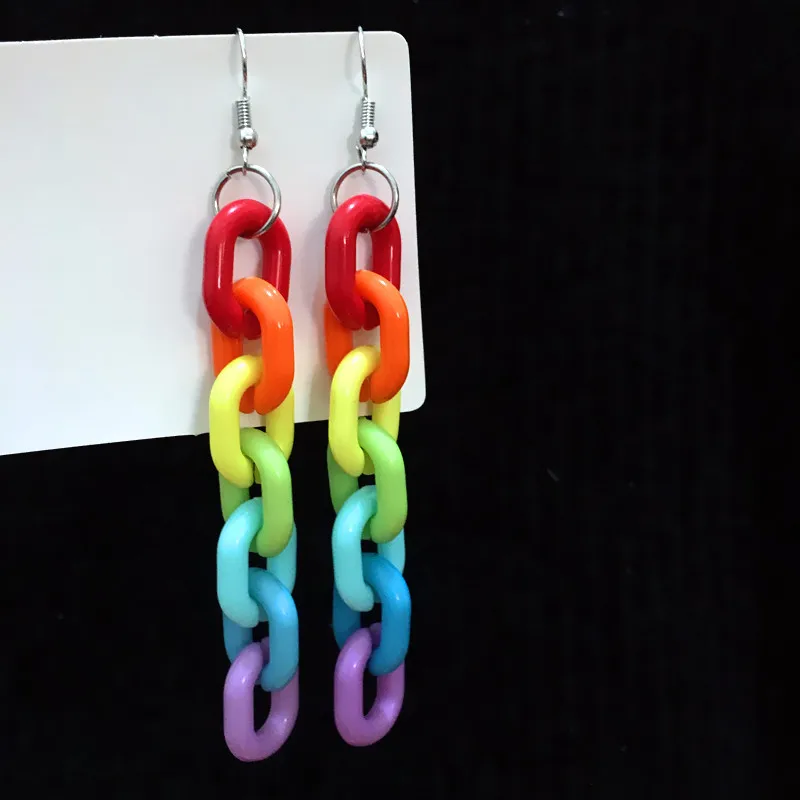 Creative acrylic Colorful rainbow chain earrings personality versatile Dangle Drop Earrings For female Night Club Party Accesory
Creative acrylic Colorful rainbow chain earrings personality versatile Dangle Drop Earrings For female Night Club Party Accesory