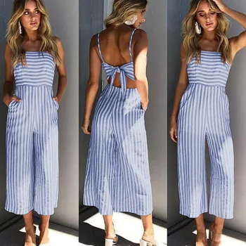 Fashion Elegant Sleevelss Romper Women Jumpsuits Pants Ladies Pink Blue Red Striped Halter Women Romper Jumpsuit Female Overalls
Fashion Elegant Sleevelss Romper Women Jumpsuits Pants Ladies Pink Blue Red Striped Halter Women Romper Jumpsuit Female Overalls