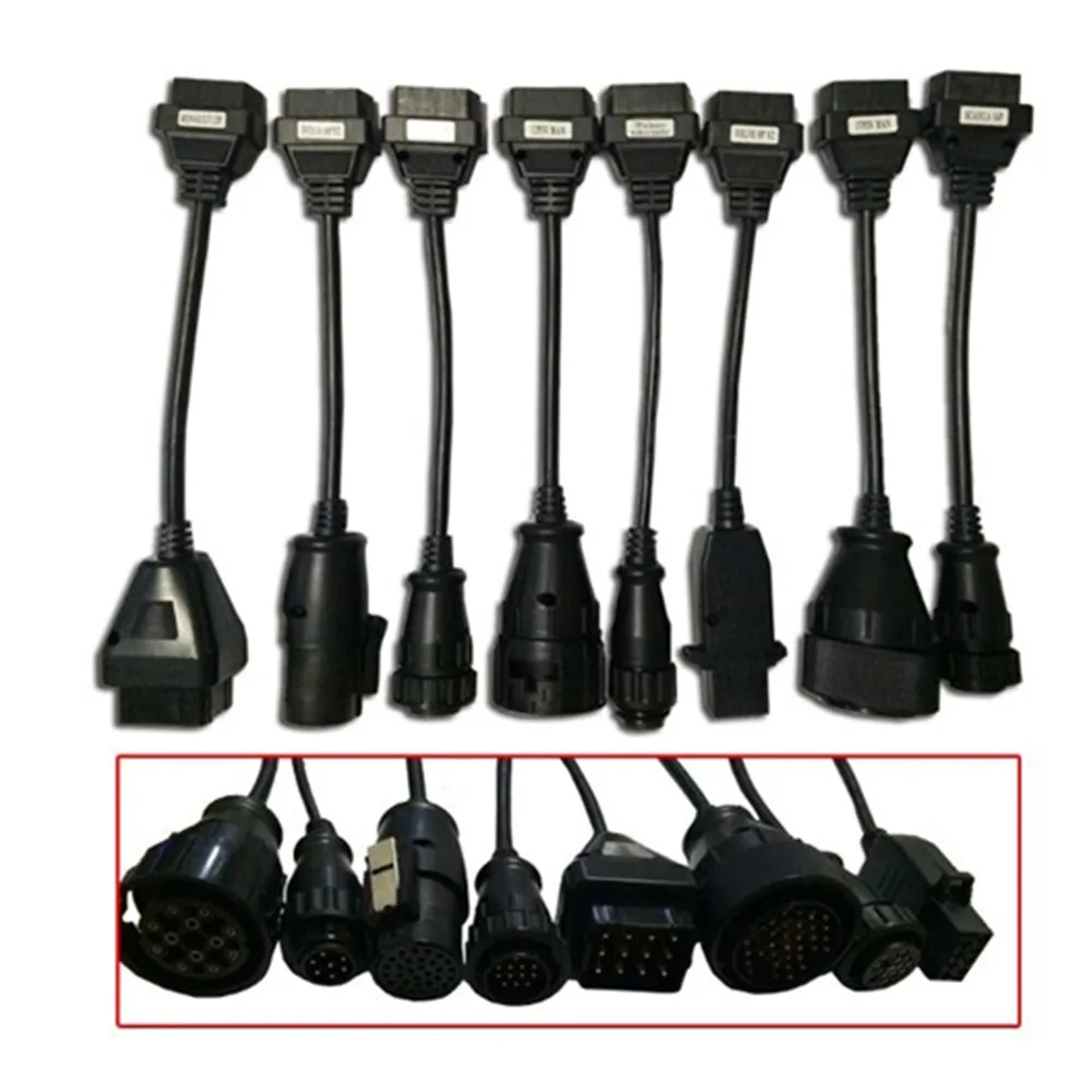 Newest-Full-Set-8-Truck-Cables-OBD2-Diagnostic-Tool-OBD-OBDII-OBD-2-Connect-Cable-For