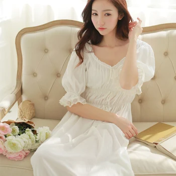 Sleepwear Princess Nightgown Vintage Sleepwear Queen Dressing gown Morining Dress Cotton Gown European style
Sleepwear Princess Nightgown Vintage Sleepwear Queen Dressing gown Morining Dress Cotton Gown European style