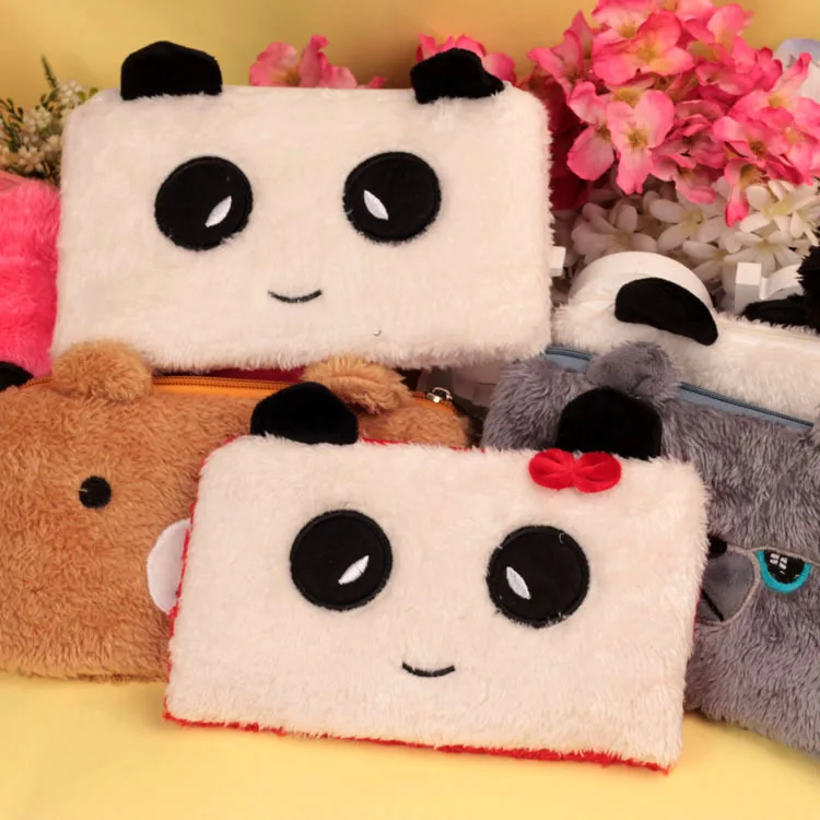 Bear pencil cases for girls Kawaii Plush panda pen bag stationery pouch kids gift school office supply Estuche 4