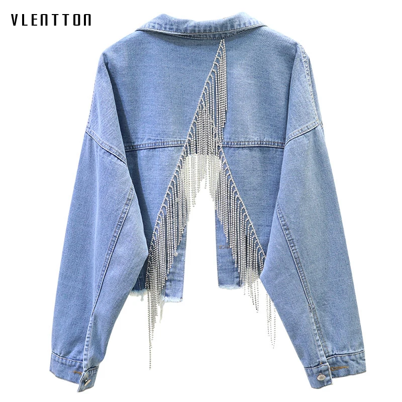 2019 Autumn Streetwear Hollow Out Women's Jean Jacket Diamonds Tassel Hole Loose Short Denim Jackets Coat Female Cowboy Outwear
2019 Autumn Streetwear Hollow Out Women's Jean Jacket Diamonds Tassel Hole Loose Short Denim Jackets Coat Female Cowboy Outwear