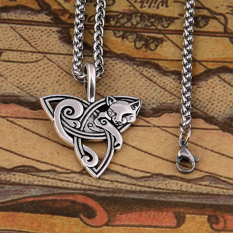 Hot New Style Viking Jewelry Celtic Knots fox/cat Necklaces &Pendants Triquetra Silver Color Metal Chain Gift For Women And Men
Hot New Style Viking Jewelry Celtic Knots fox/cat Necklaces &Pendants Triquetra Silver Color Metal Chain Gift For Women And Men