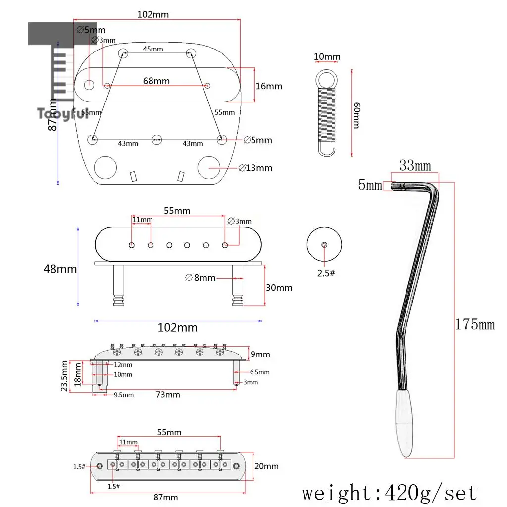 Exquisite 6 String Guitar Tremolo Bridge Tailpiece Set for Jazzmaster Musical Instrument Guitar Replacement Parts Chrome