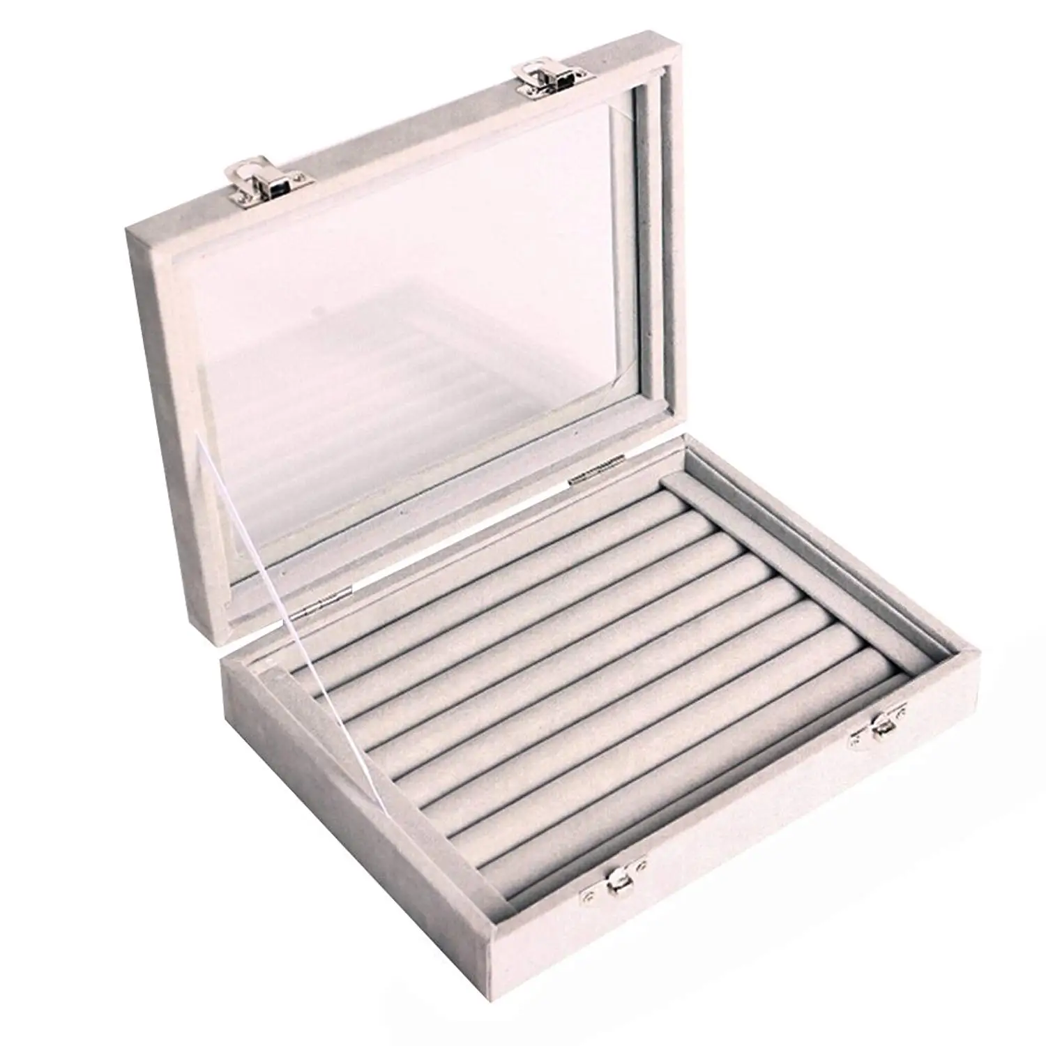 Jewelry Box Organizer 8 Grids with Glass Showcase Storage Container | Украшения и аксессуары