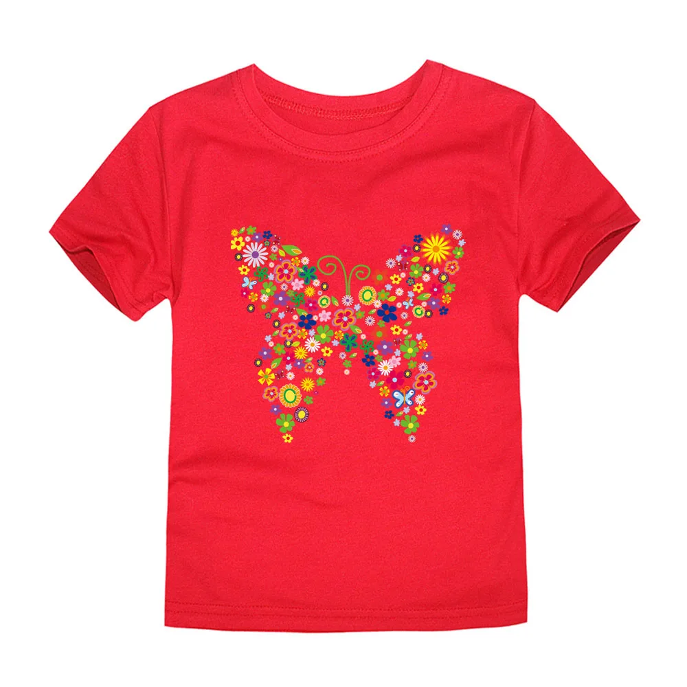 Новинка Лето 2018 футболки для маленьких девочек детские с бабочками и цветами