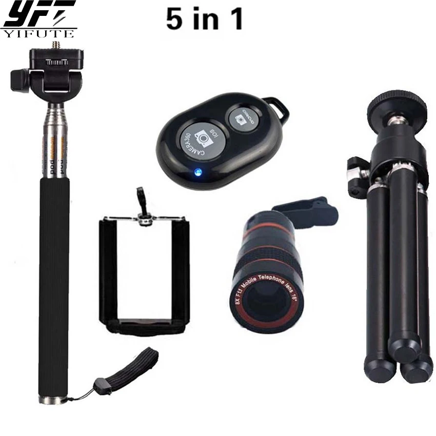 5in1 Lens 8x Telephoto Lens Bluetooth Shutter With Selfie Stick Universal Tripod For iPhone Xiaomi Redmi 3 Samsung Huawei Asus
5in1 Lens 8x Telephoto Lens Bluetooth Shutter With Selfie Stick Universal Tripod For iPhone Xiaomi Redmi 3 Samsung Huawei Asus