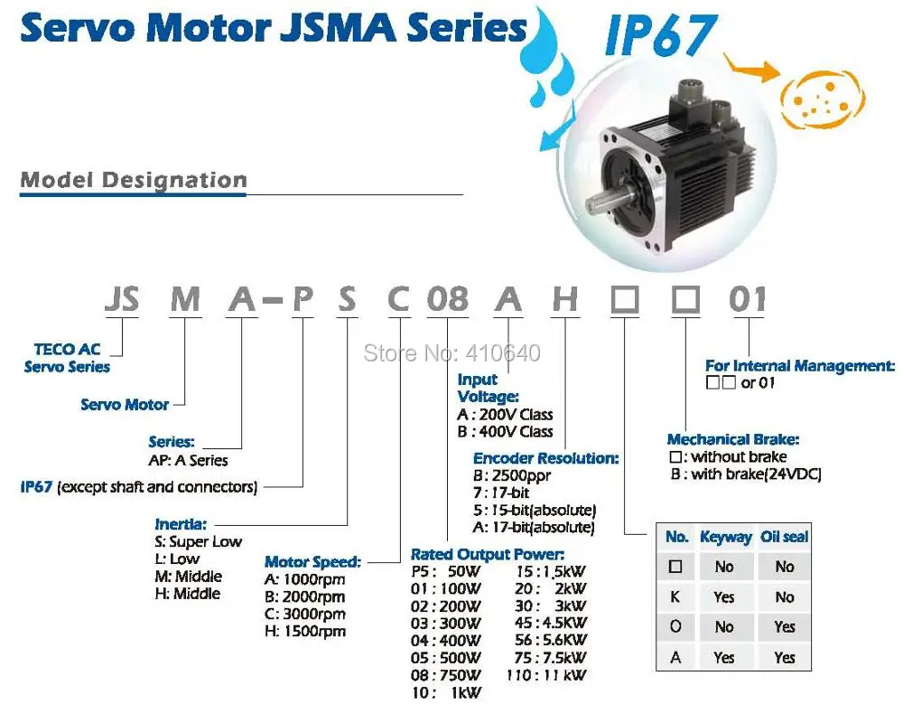 400W Motor JSMA-SC04ABK01 Specification 01