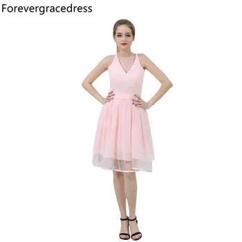 Forevergracedress Real Picture Simple Pink Cocktail Dress V Neck Short Lace Back Party Gown Plus Size Custom Made 
Forevergracedress Real Picture Simple Pink Cocktail Dress V Neck Short Lace Back Party Gown Plus Size Custom Made