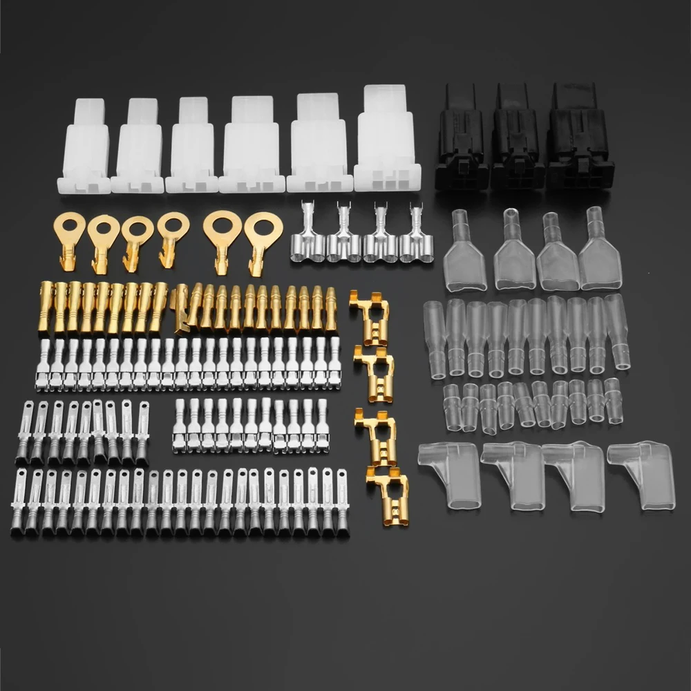 144 Pcs Auto Tin Plate Brass Terminal Male Female Connectors Wiring Loom Automotive Harness Maintenance Fixture Repair Kit
144 Pcs Auto Tin Plate Brass Terminal Male Female Connectors Wiring Loom Automotive Harness Maintenance Fixture Repair Kit