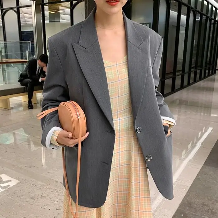 Single Breasted Women Chic Suit Jacket Female Korean Loose Medium Long Female Blaser Feminino Casual Coat Female Autumn Blazers
Single Breasted Women Chic Suit Jacket Female Korean Loose Medium Long Female Blaser Feminino Casual Coat Female Autumn Blazers