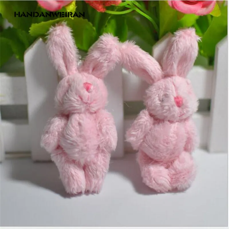 

4pcs/lots 6cm plush toy joint rabbit doll long-haired rabbit rabbit DIY handmade jewelry, pendant material 4-color