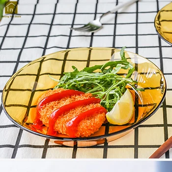 Creative Color Glass Plate Simple Transparent Microwave Oven Plates Dinner Deep Dish Plate Nice Verre Forks Food Plates WKI087
Creative Color Glass Plate Simple Transparent Microwave Oven Plates Dinner Deep Dish Plate Nice Verre Forks Food Plates WKI087
