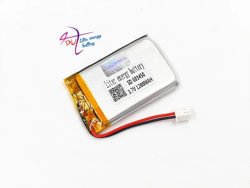 JST 2.54mm 2 pin 603450 3.7V 1200MAH 063450 Lithium Polymer LiPo Rechargeable Battery For Mp3 headphone PAD DVD bluetooth camera
JST 2.54mm 2 pin 603450 3.7V 1200MAH 063450 Lithium Polymer LiPo Rechargeable Battery For Mp3 headphone PAD DVD bluetooth camera