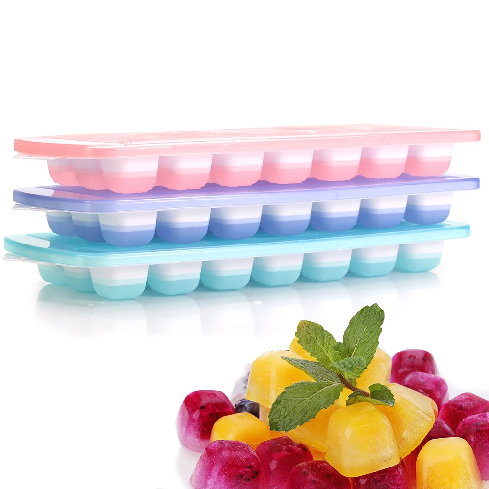 3-pack Silicone Ice Cube Trays With Spill-Resistant Removable Lid, Easy Release Stackable 21 Cavity DIY Ice Cube Maker
3-pack Silicone Ice Cube Trays With Spill-Resistant Removable Lid, Easy Release Stackable 21 Cavity DIY Ice Cube Maker