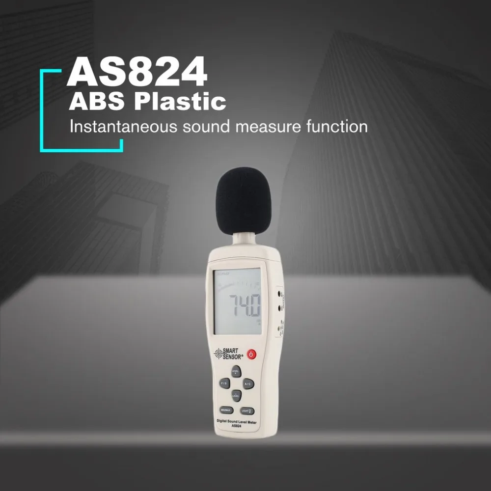 SMART SENSOR AS824 Sound Level Meters Decibel Meter Logger Noise Audio Detector Digital Diagnostic-tool Automotive 30~130dB
SMART SENSOR AS824 Sound Level Meters Decibel Meter Logger Noise Audio Detector Digital Diagnostic-tool Automotive 30~130dB
