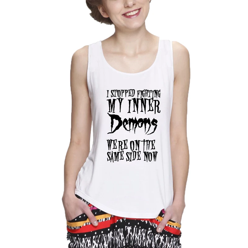 Lei SAGLY I STOPPED FIGHTING MY INNER DEMONS Funny Women Summer Sleeveless Tank Tops Female Raceback Sports Vest Girls Running T
Lei SAGLY I STOPPED FIGHTING MY INNER DEMONS Funny Women Summer Sleeveless Tank Tops Female Raceback Sports Vest Girls Running T
