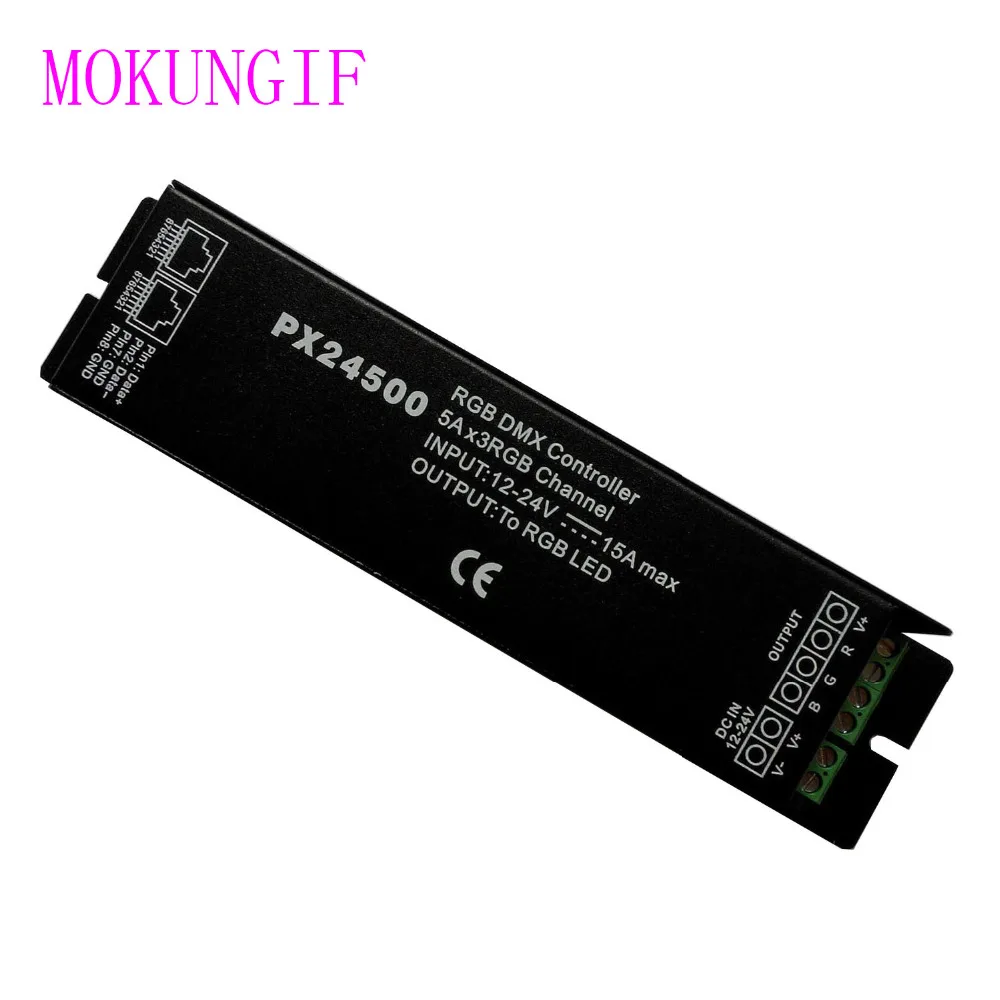 5pcs DMX512 LED Controller DMX512/1990 Controller PX24500 High Power DMX Decoder & 3 Channels for RGB LED Strip DC12V-24V 15A
5pcs DMX512 LED Controller DMX512/1990 Controller PX24500 High Power DMX Decoder & 3 Channels for RGB LED Strip DC12V-24V 15A