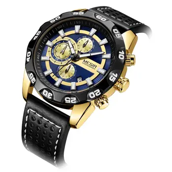 Megir Top Brand Leather Strap Clock Sports Quartz Watches Men Chronograph Military Luxury Wrist Watch For Man Relogios Gold Blue
Megir Top Brand Leather Strap Clock Sports Quartz Watches Men Chronograph Military Luxury Wrist Watch For Man Relogios Gold Blue