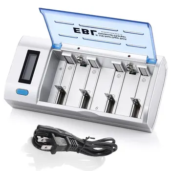 

EBL Smart Battery Charger for C D AA AAA 9V Ni-MH Ni-CD Rechargeable Batteries with Discharge Function & LCD Display