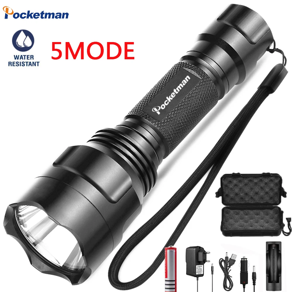 10000LM Super bright LED Flashlight 5 lighting modes Led Torch for Night Riding Camping Hunting & Indoor Activities Use 18650
10000LM Super bright LED Flashlight 5 lighting modes Led Torch for Night Riding Camping Hunting & Indoor Activities Use 18650