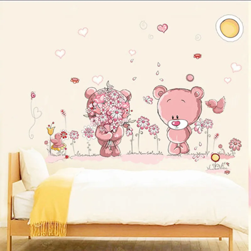Romantic Lovely Pink Bears Couples Flower Wall Stickers Decals For Girl's Room Home Decor Wedding Decoration LXY9
Romantic Lovely Pink Bears Couples Flower Wall Stickers Decals For Girl's Room Home Decor Wedding Decoration LXY9
