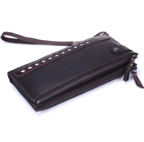 Длинный кошелек из натуральной кожи для мужчин бумажник-органайзер мелочи клатч