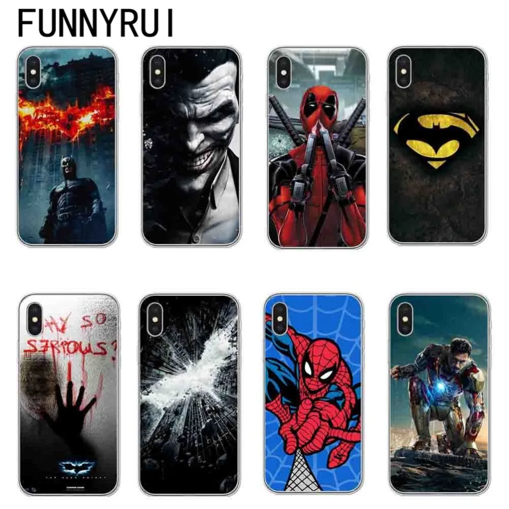Marvel Superheroes Batman SpiderMan Iron man Soft TPU Silicone Cover For iPhone X 8 7 6 6s Plus 5S SE Phone Cases Joker Deadpool
Marvel Superheroes Batman SpiderMan Iron man Soft TPU Silicone Cover For iPhone X 8 7 6 6s Plus 5S SE Phone Cases Joker Deadpool
