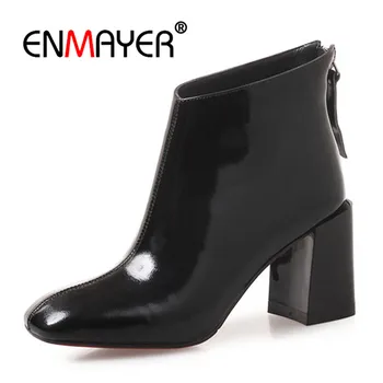 ENMAYER Women Ankle Boots High Heels Boots Back Zipper Winter Cow Leather Fashion Shoes Square toe Square Heels Causal CR892
ENMAYER Women Ankle Boots High Heels Boots Back Zipper Winter Cow Leather Fashion Shoes Square toe Square Heels Causal CR892