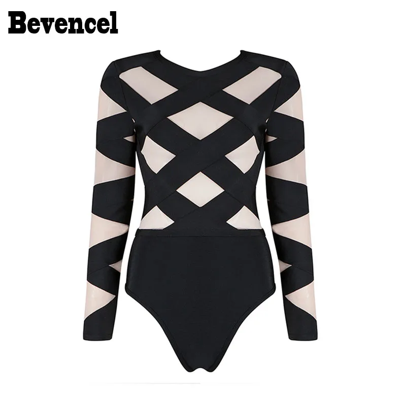 Bevencel 2019 New Bodysuit Women Long Sleeves O Neck Mesh Patchwork Hollow Out Sexy Bodycon Stretch Party Bandage Bodysuit 
Bevencel 2019 New Bodysuit Women Long Sleeves O Neck Mesh Patchwork Hollow Out Sexy Bodycon Stretch Party Bandage Bodysuit