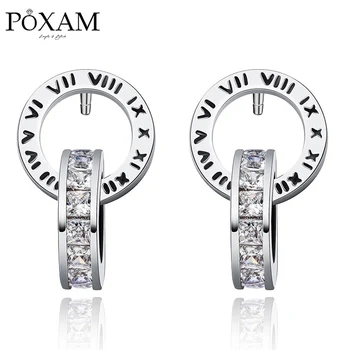 POXAM Fashion Luxury Roman Numerals Round Intersect Crystal Small Stud Earrings for Women Man Punk Boy Girl Earring 2019 Jewelry
POXAM Fashion Luxury Roman Numerals Round Intersect Crystal Small Stud Earrings for Women Man Punk Boy Girl Earring 2019 Jewelry