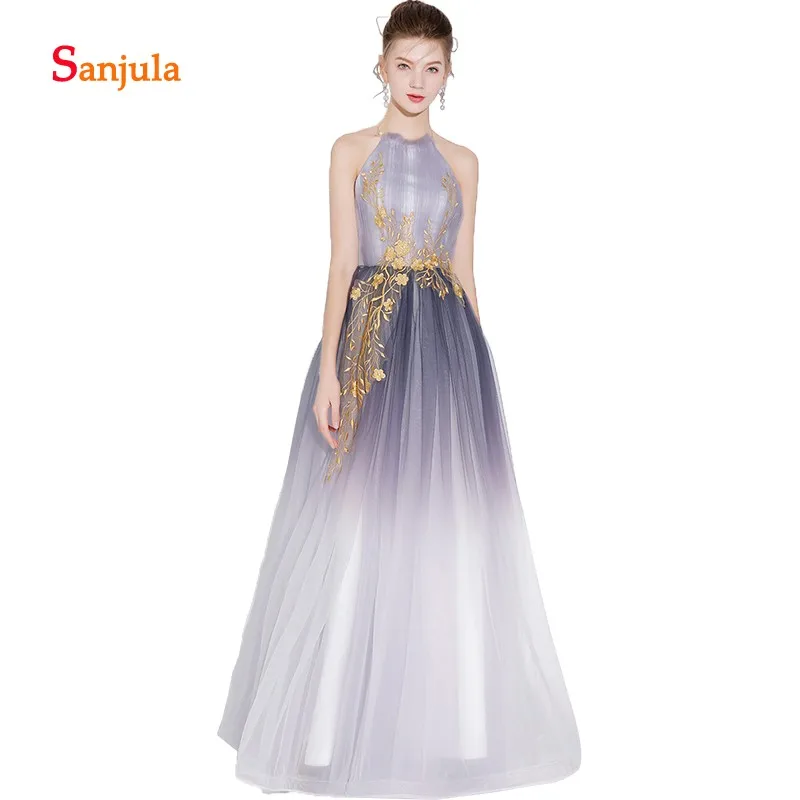 Halter A-Line Prom Dresses Long Colormixture Grey Sweet Girls Prom Gowns with Gold Appliques Evening Gowns Backless D564
Halter A-Line Prom Dresses Long Colormixture Grey Sweet Girls Prom Gowns with Gold Appliques Evening Gowns Backless D564
